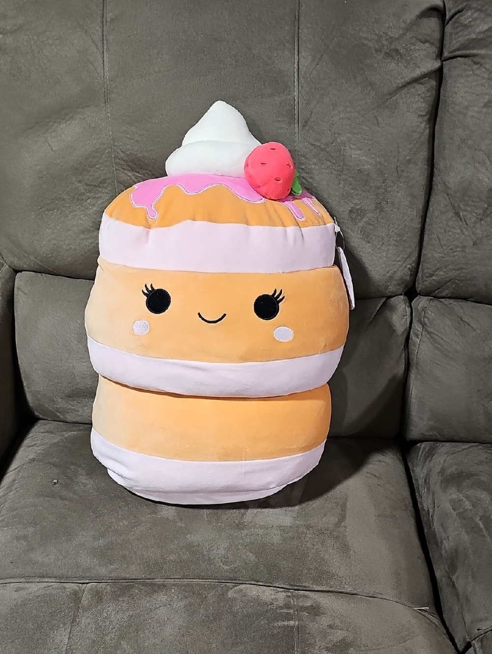 Squishmallows Cream, Pink & White Strawberry Pancake Plush